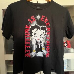 Betty Boop Brisco Women's Graphic Tee Shirt  "ATTITUDE IS EVERYTHING" Black L